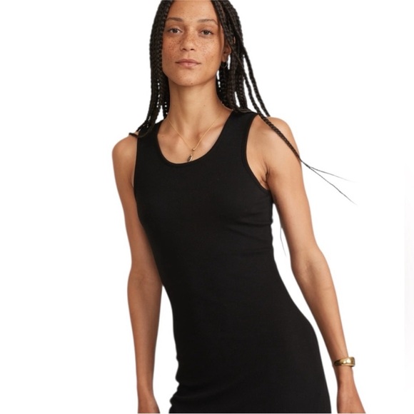 Marine Layer Lexi Ribbed Daytime Midi Dress Black Small - Picture 3 of 9